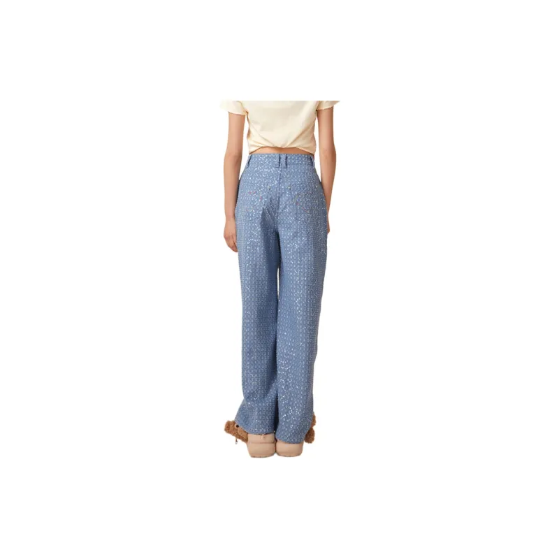 LALABOBO Casual Pants Women's Light Blue White-2