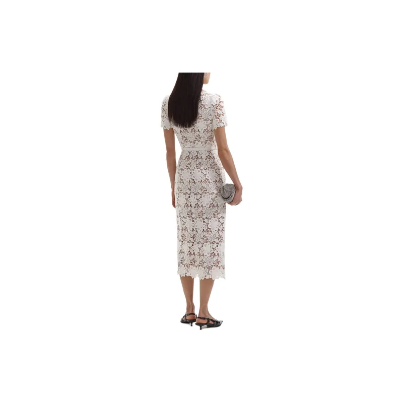 Self portrait Short Sleeved Dress Women's Ivory White-2