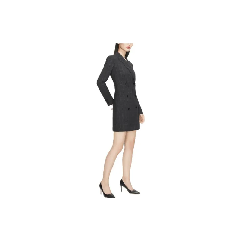 THEORY Long-Sleeved Dresses Women's Plaid Mixed Color-2