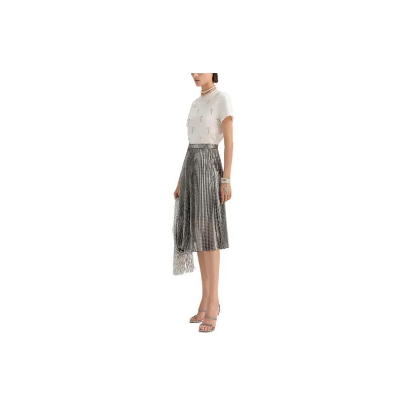 KARL LAGERFELD Casual Long Skirt Women's Silver-4