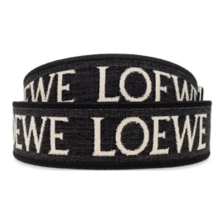 LOEWE Jacquard Fabric With Cow Leather Patchwork Shoulder Strap With Pouch Shoulder Strap Women's Black-1