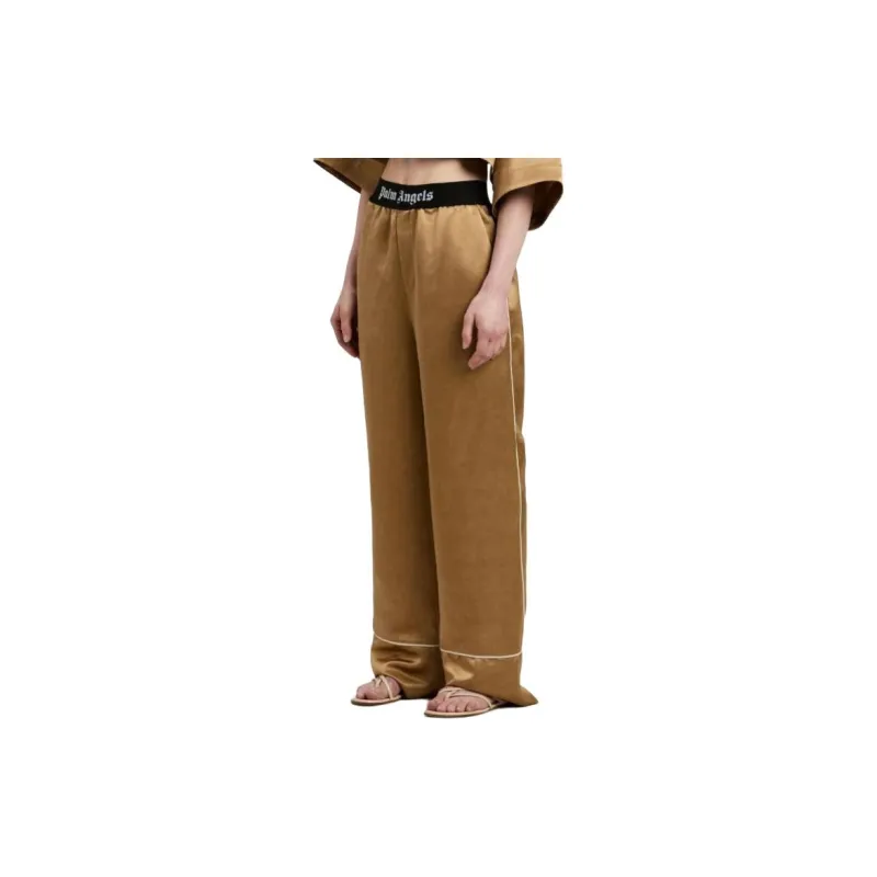 PALM ANGELS Logo tape Satin Pajama Bottoms-4