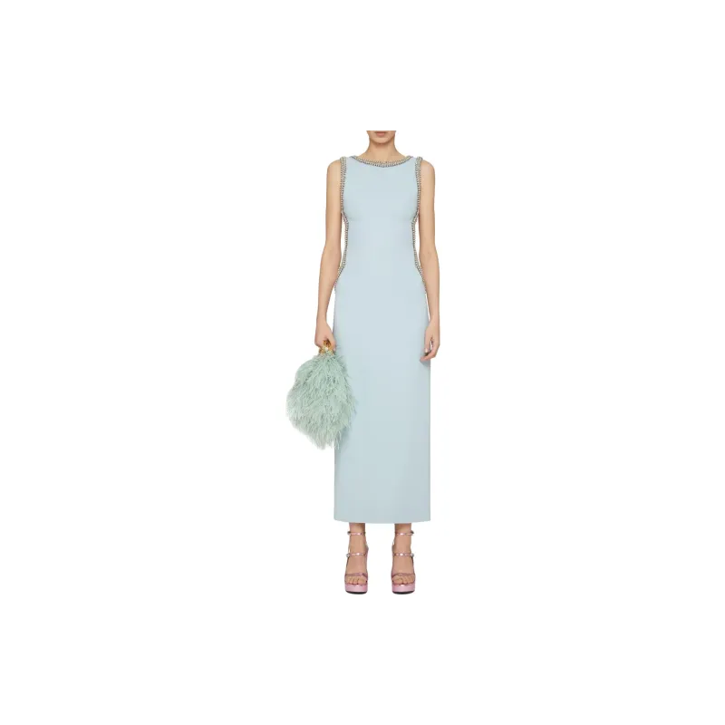 GIVENCHY Evening Dress In Knit With Pearls And Crystals Sleeveless Dress Women's Light Blue-1