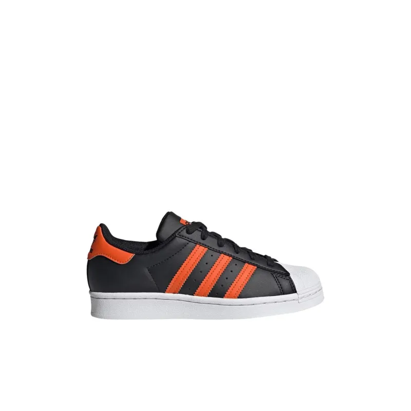 Adidas Originals SUPERSTAR Slip Resistant Shock Absorbers Low Top Kids' Skateboarding Shoes Black Orange Kids'-1