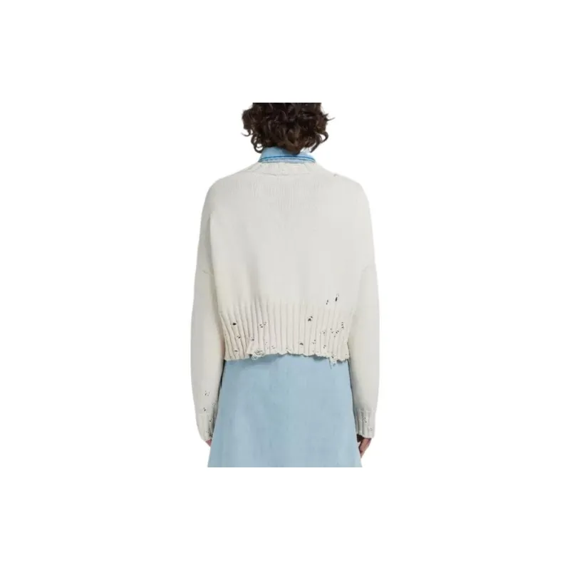 MARNI Cropped Distressed Jumper-3