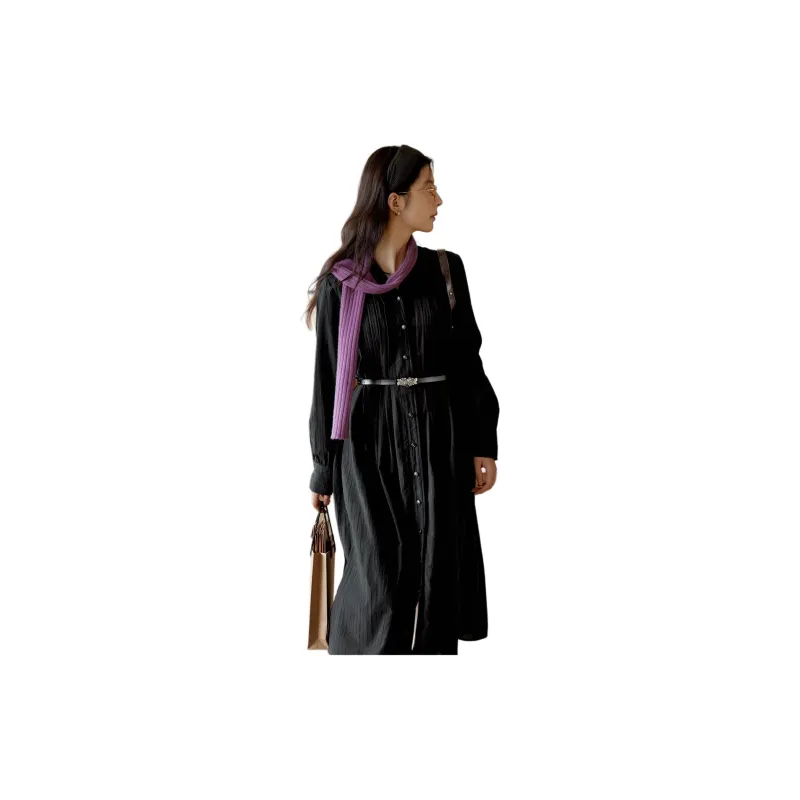 SOLIGHTER Long Sleeved Dresses Women's Black-1