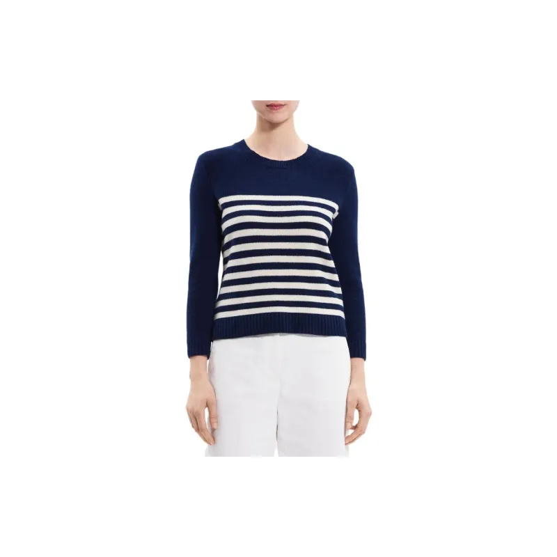THEORY Sweaters Women's Navy Blue White Stripes-1