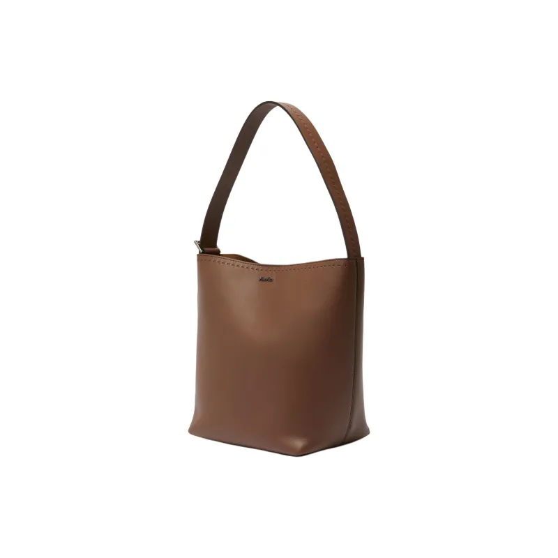 MaxMara Calfskin Bucket Bag Portable Crossbody Bag Shoulder Bag Small Size Women's Brown-1
