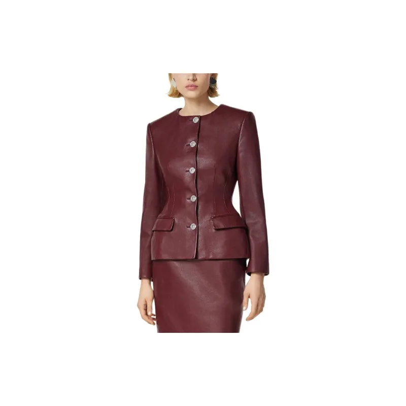 VERSACE SS24 Leather Jacket Women's Red-3