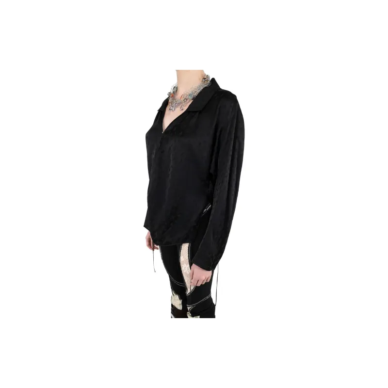 KIKO KOSTADINOV Long-Sleeved V-Neck Drawstring Blouse-3
