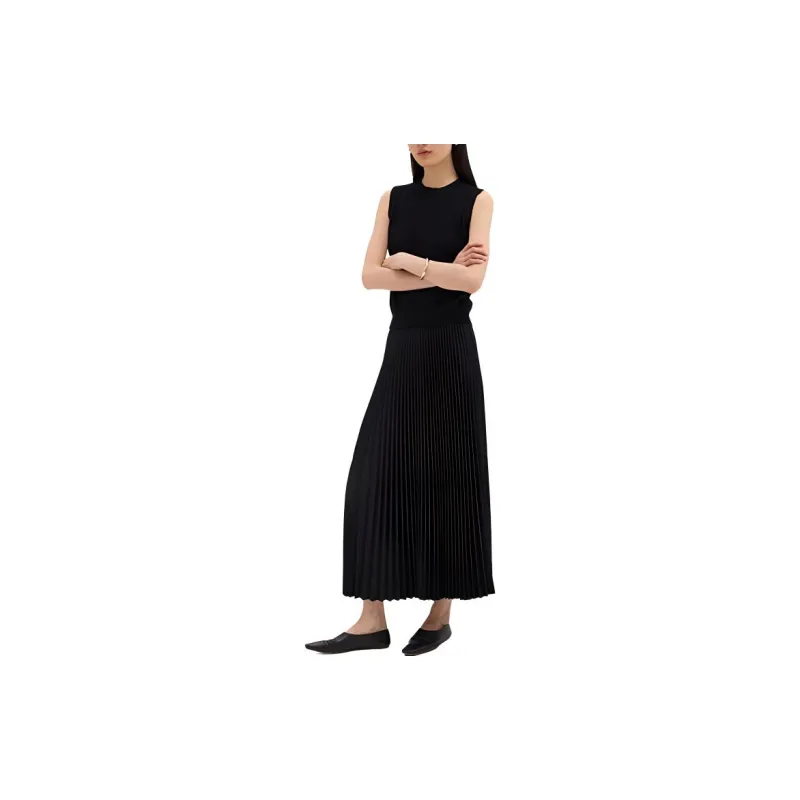 THEORY Pleated Poplin Midi Skirt-3