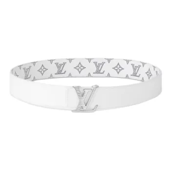 LOUIS VUITTON Leather Belts Men's White 4CM