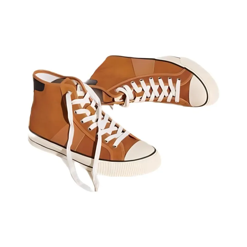 Sandro High Top Canvas Shoes Men's Camel-3