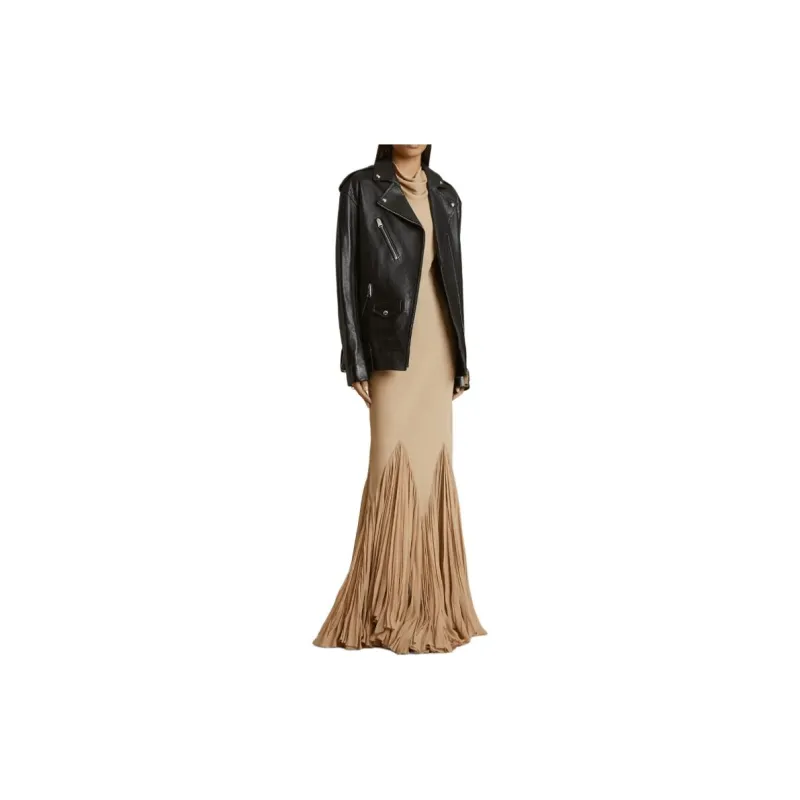 KHAITE The Hanson Off centre Leather Jacket-4