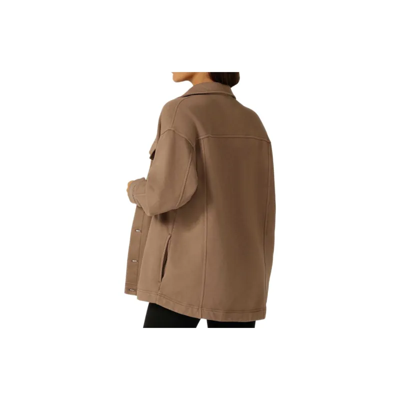 LORNA JANE Daybreak Washed Fleece Shacket Jacket Women's Washable Cedar-3