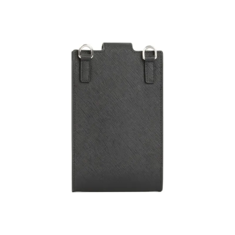 PRADA Leather Cell Phone Pouch Shoulder Bag Men's Black-5
