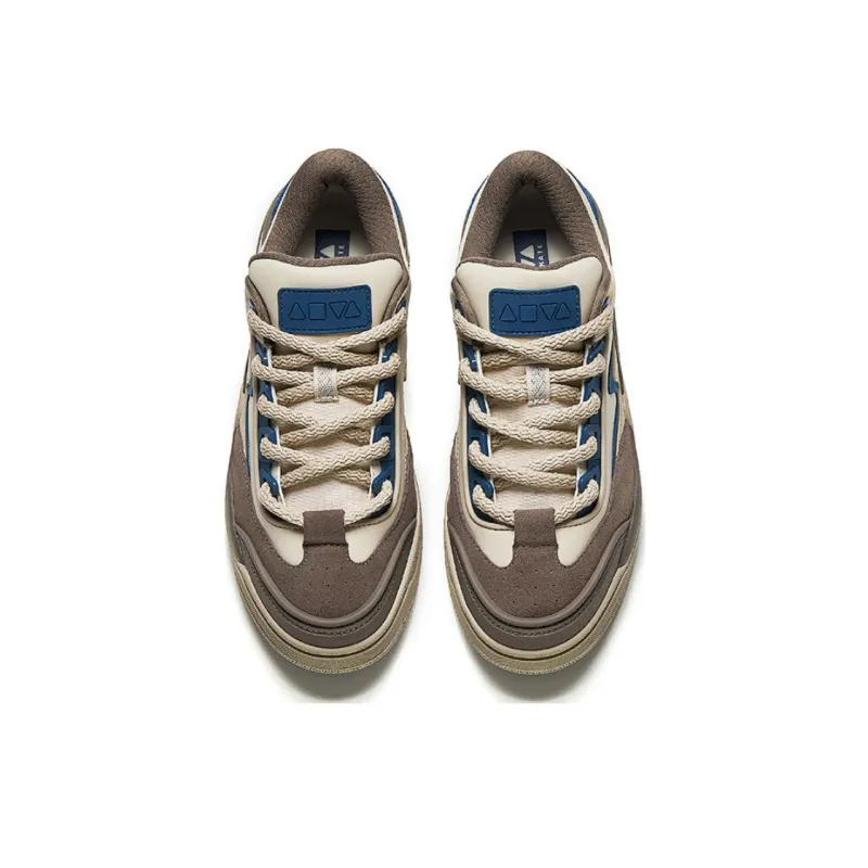 Anta Non slip Wear resistant Shock Absorption Low Top Skateboard Shoes Men's Beige Brown Blue-2