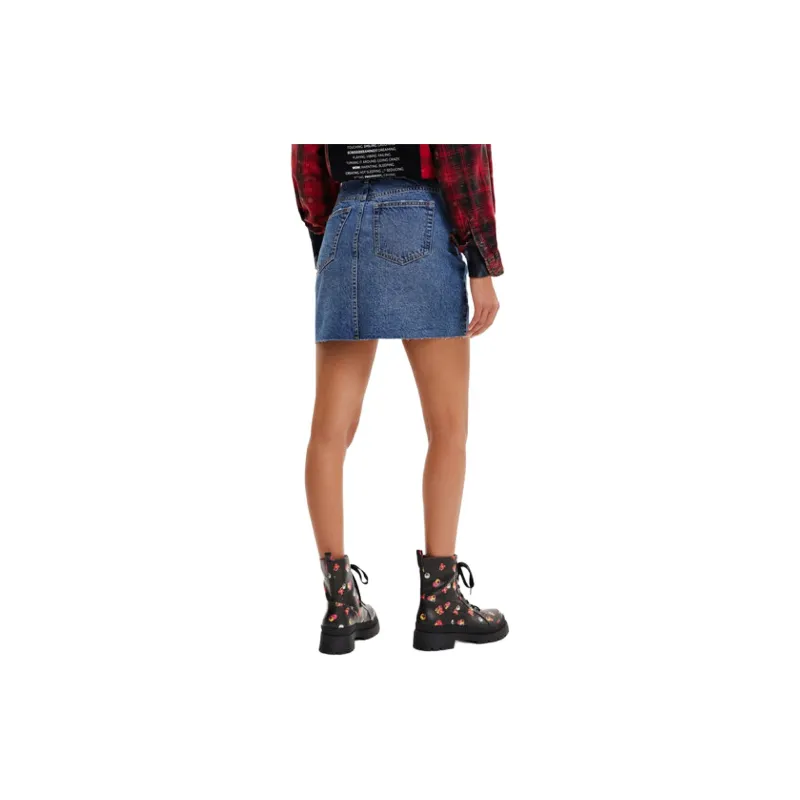 Desigual Denim Short Skirts Women's Blue-3