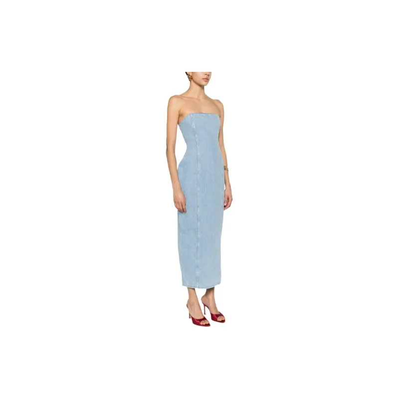 MAGDA BUTRYM Strapless Midi Denim Dress-3