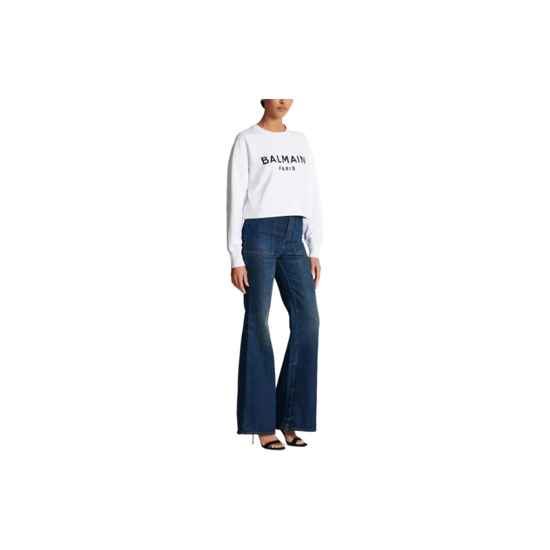 BALMAIN Drop Shoulder Logo Printed Sweatshirt-2
