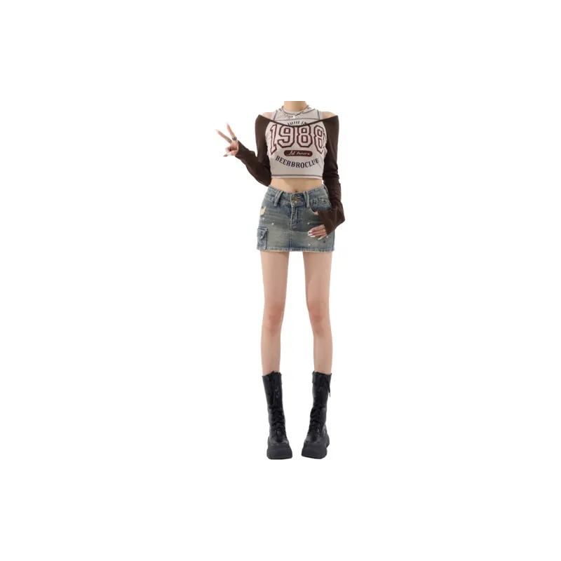 Concubine Zhu Denim Short Skirts Women's Blue-7