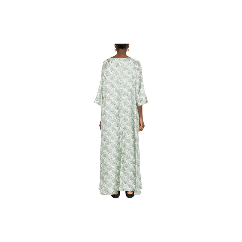 La DOUBLEJ. Muumuu Fans-print Maxi Dress-2