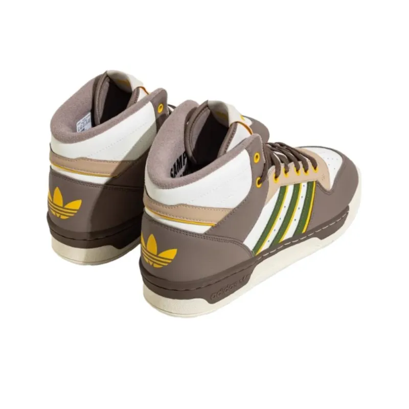 Adidas Originals Rivalry Durable Breathable Mid Top Skateboard Shoes Unisex White Umber-3