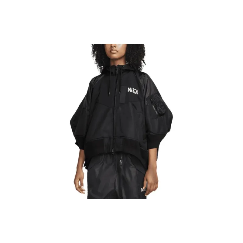 Nike X Sacai Women'ss Full Zip Hooded Jacket Asia Sizing Black-2