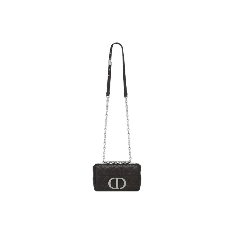 DIOR Soft Cannage Calfskin With Leather Crossbody Bag, Shoulder Bag Women's Black-1