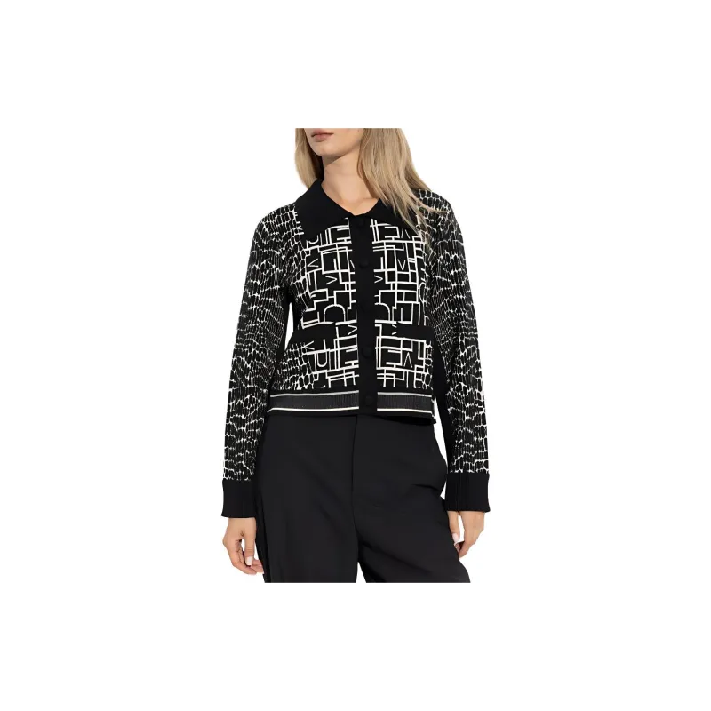 DVF Diane Von Furstenberg Pattern Jacquard Button Up Cardigan-1