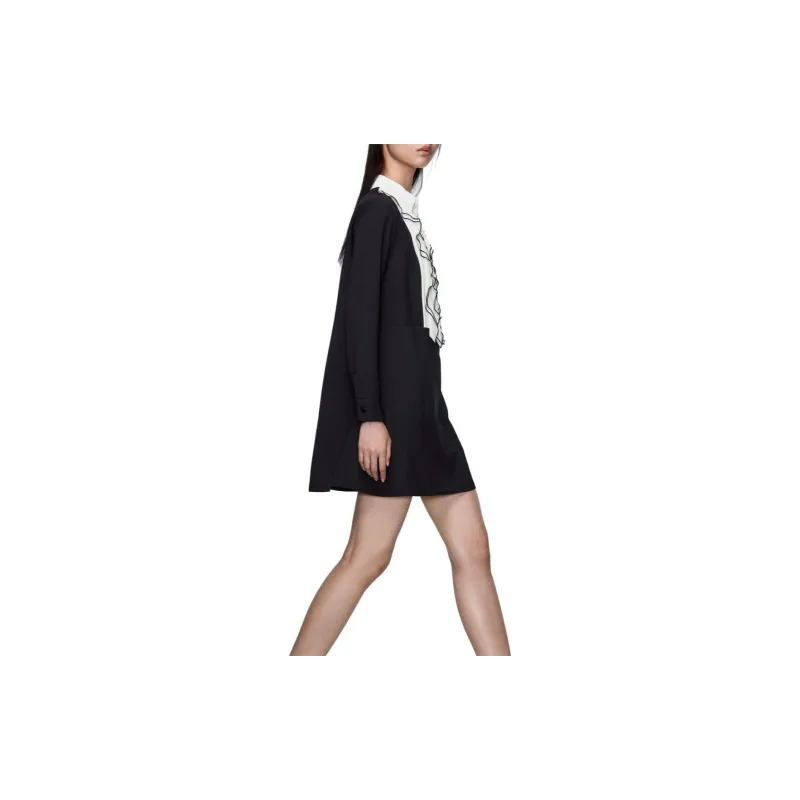 ZARA Long-Sleeved Dresses Women's Black-2