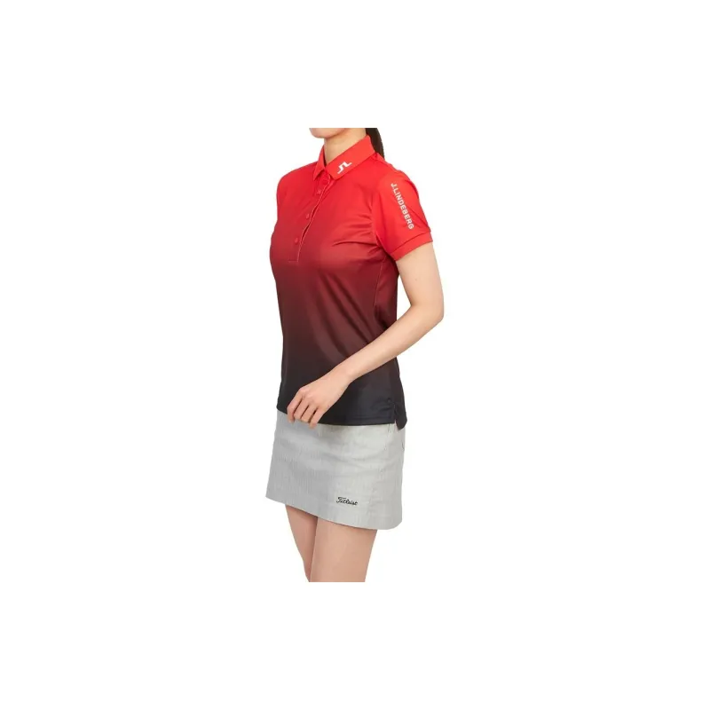 J.Lindeberg Tour Tech Print Polo Shirt Women's Red-1
