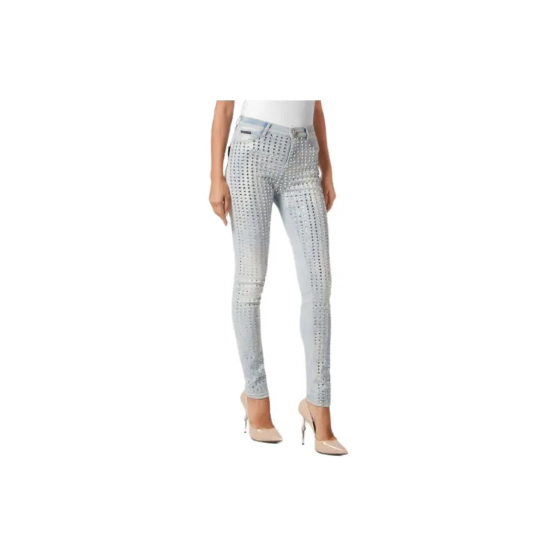 PHILIPP PLEIN Crystal Pinstripe High rise Jeggings-2