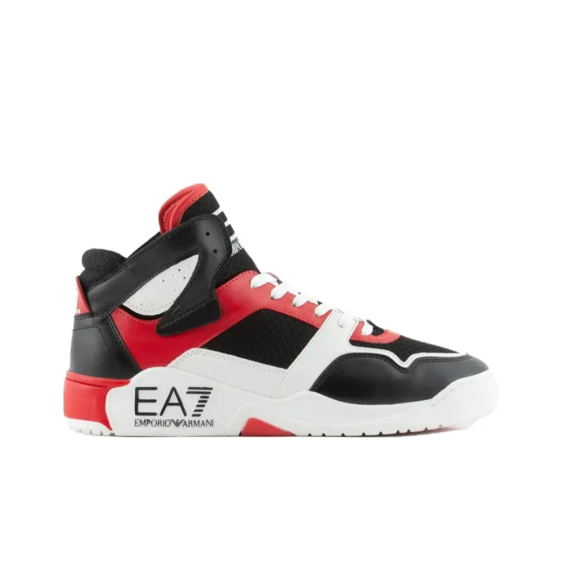 EMPORIO ARMANI EA7 Wear Resistant High Top Skateboard Shoes Unisex Black Red-1