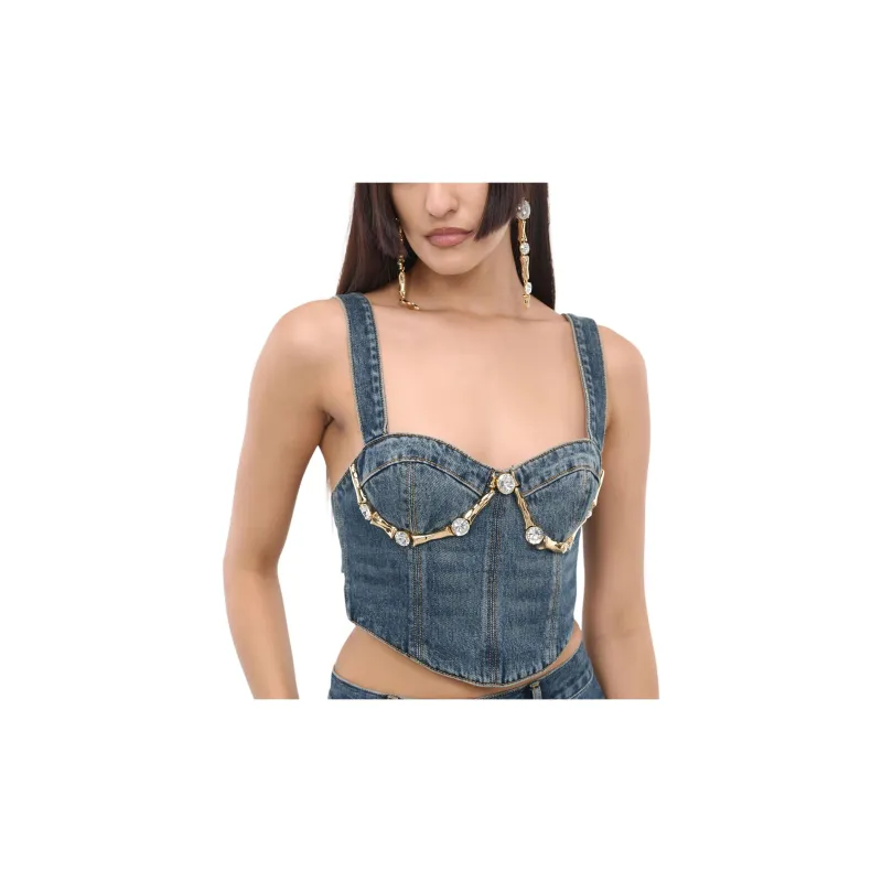 AREA Claw Cup Embellished Cropped Bustier Top-4