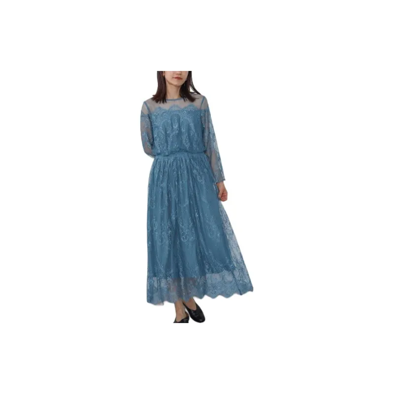 Beams HEART Long Sleeved Dress Women's Green-1