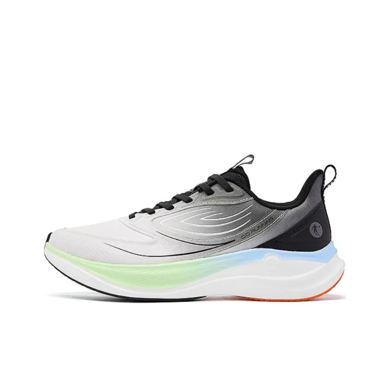 QIAODAN Anti Slip Wear Resistant Low Top Casual Running Shoes Men's Gray Black Green-0