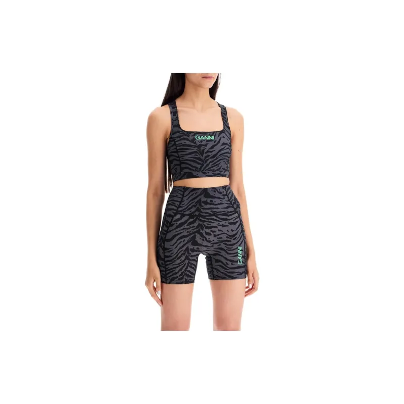 GANNI Zebra Print Cropped Top-1
