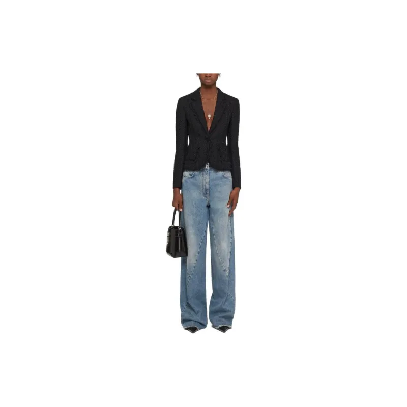 Givenchy Wide Pants With Stitching Details Com 'Medium Blue'-1
