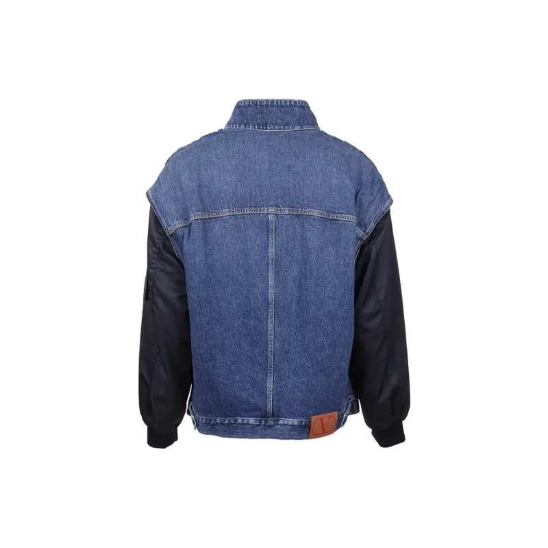 Valentino Logo Printed Zip Up Bomber Jacket-1