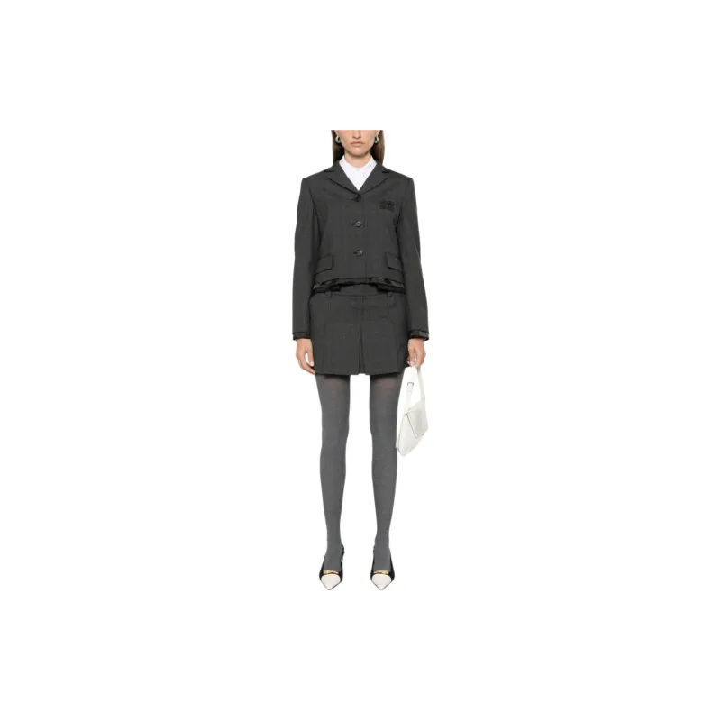 MIU MIU Tartan Print Mini Skirt 'Slate Grey'-1