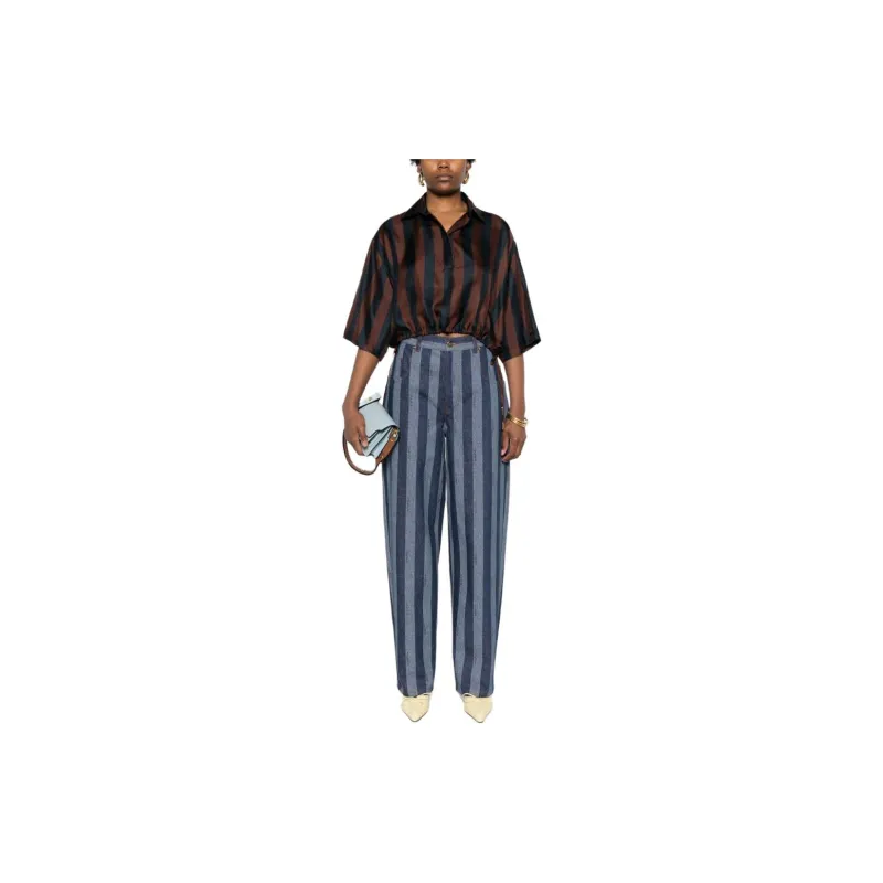 FENDI Pequin Striped Cropped Shirt-1