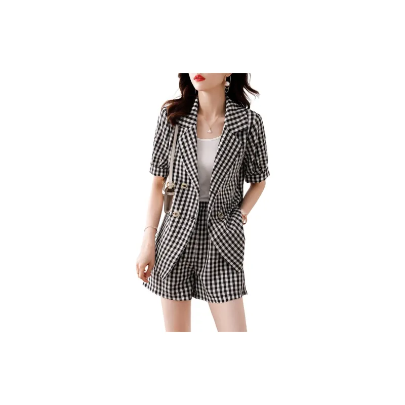 XWI Casual Suit Women's Black White Plaid-2