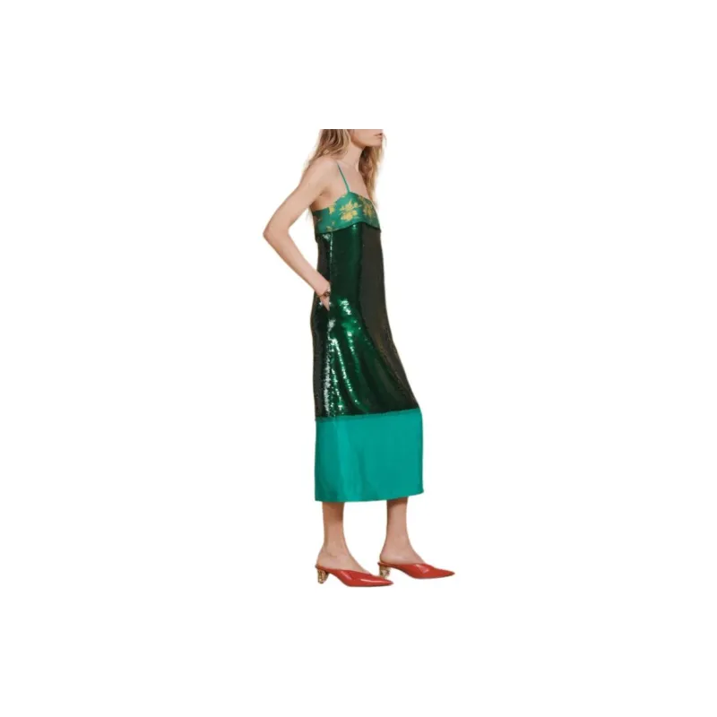 ZARA Slip Dresses Women's Green-1