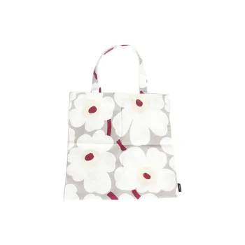 Marimekko Cotton Tote Bag Shopping Bag Shoulder Bag Handbag Women's Light Gray/White