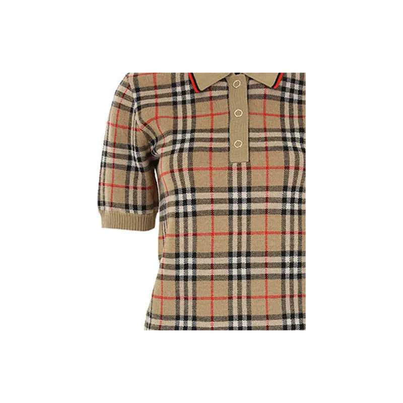 Burberry Vintage Check Wool Polo Shirt 'Archive Beige'-5