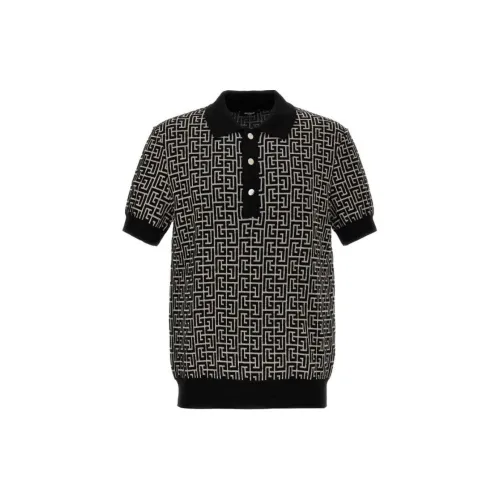 BALMAIN Polo Shirts Men Black/White