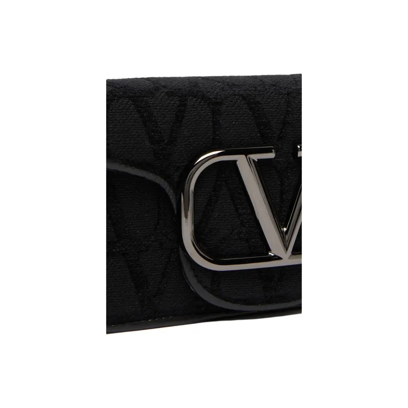 Valentino Fabric With Leather Handbag Shoulder Bag Men's Black-5