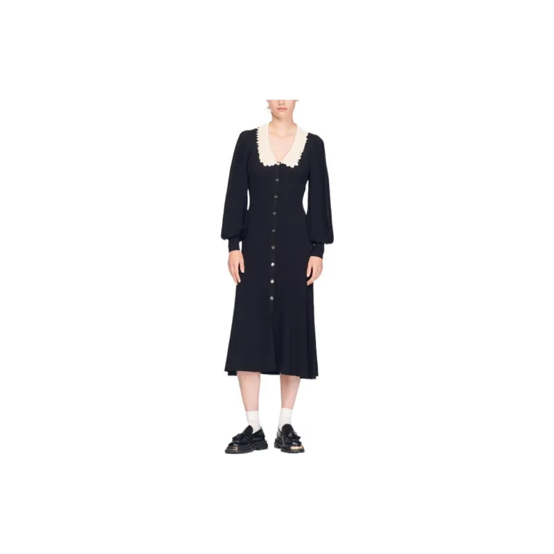 Sandro Long Sleeved Dress Women's Black-1