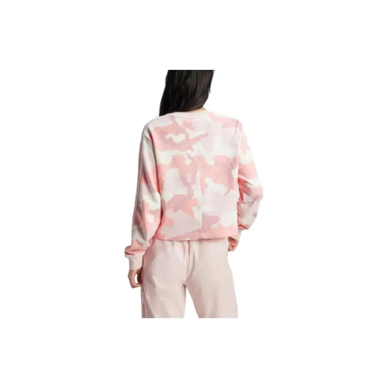 Adidas Free Shipping With AdiClub Essentials 3-Stripes Camo-Print Cropped Sweatshirt-2